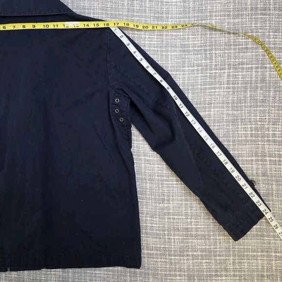 GAP Short Macintosh Jacket Barn Coat Canvas Navy Women’s L - Picture 5 of 10